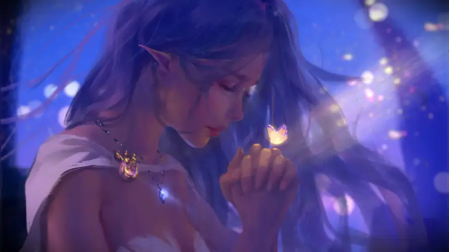 3k梦幻壁纸-紫发 - 美女-蝴蝶「哲风壁纸」