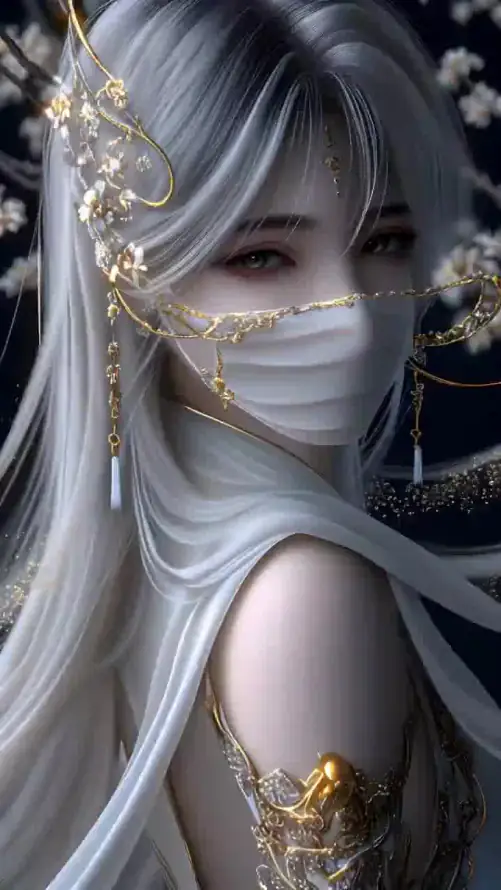 4k古风壁纸 - 樱花 - 美女 - 银发「哲风壁纸」