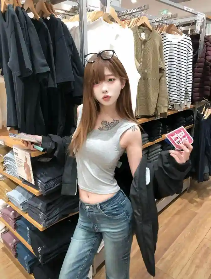 4k张敏壁纸 - 服装店 - 牛仔裤 - 小菜是我「哲风壁纸」