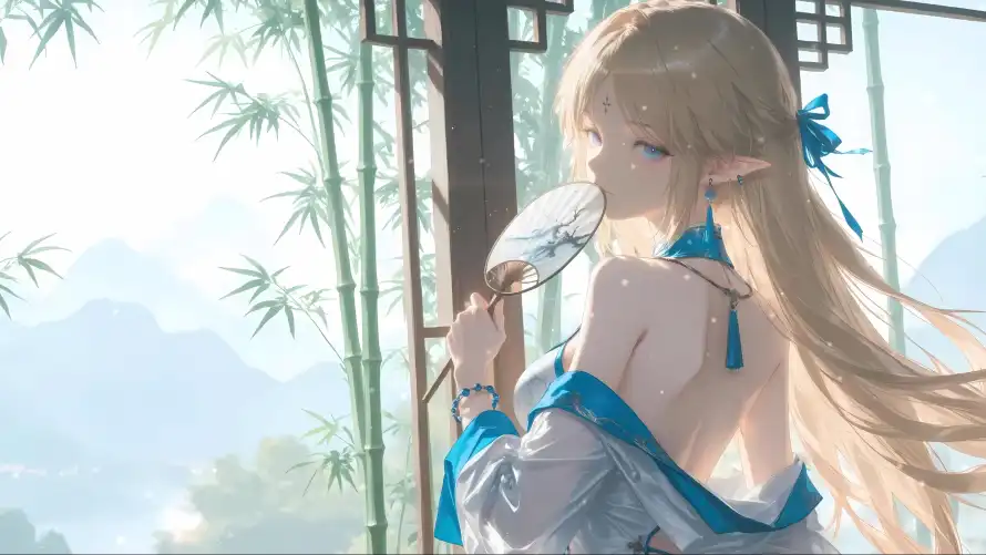3k动漫壁纸-古风 - 竹林-美女「哲风壁纸」