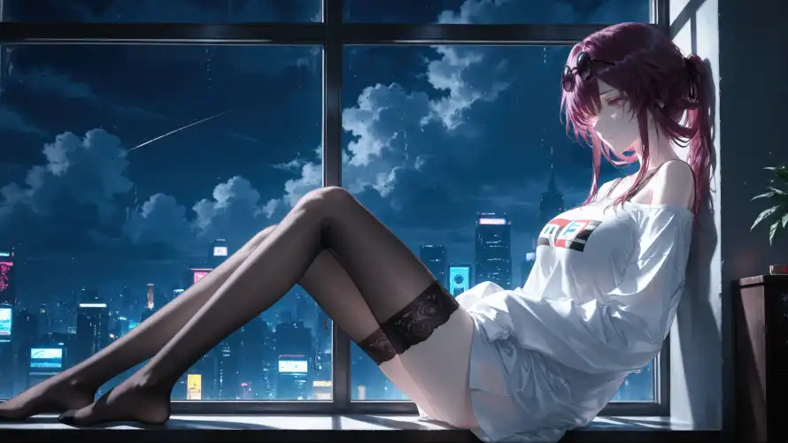 3k动漫壁纸-白衣 - 红发-美女「哲风壁纸」
