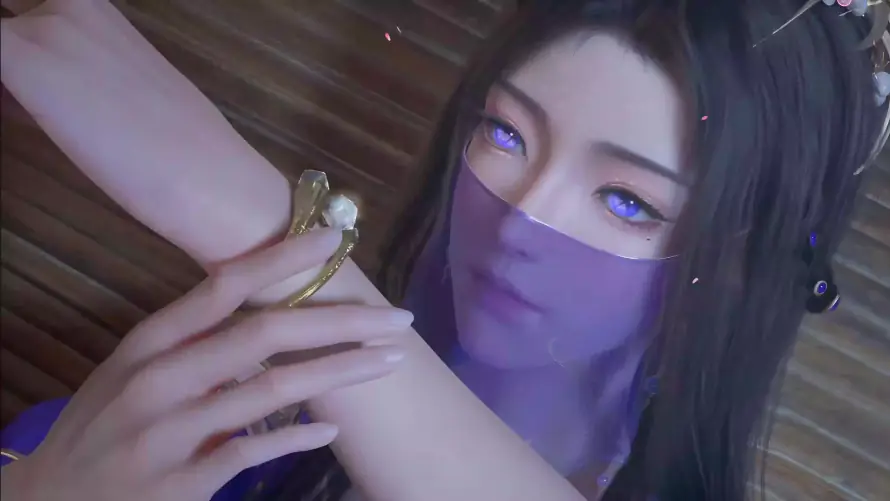 4k古风壁纸-紫灵 - 紫衣-紫面纱「哲风壁纸」