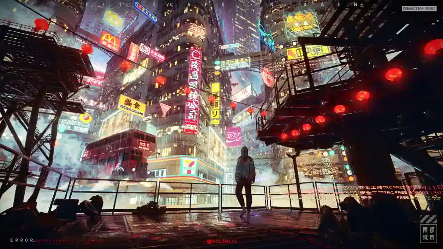 3k科幻壁纸-雨夜 - 霓虹灯-未来都市「哲风壁纸」