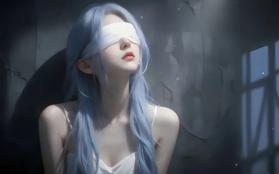 5k白衣壁纸-眼罩 - 美女-蒙面「哲风壁纸」