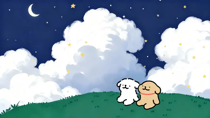5k云朵壁纸-夜晚 - 星星-月亮「哲风壁纸」