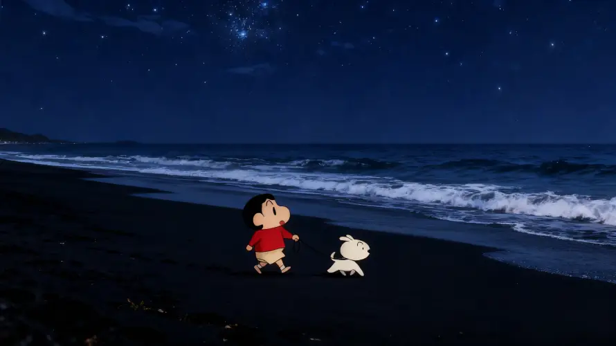 3k夜晚壁纸-星空 - 海浪-海边「哲风壁纸」