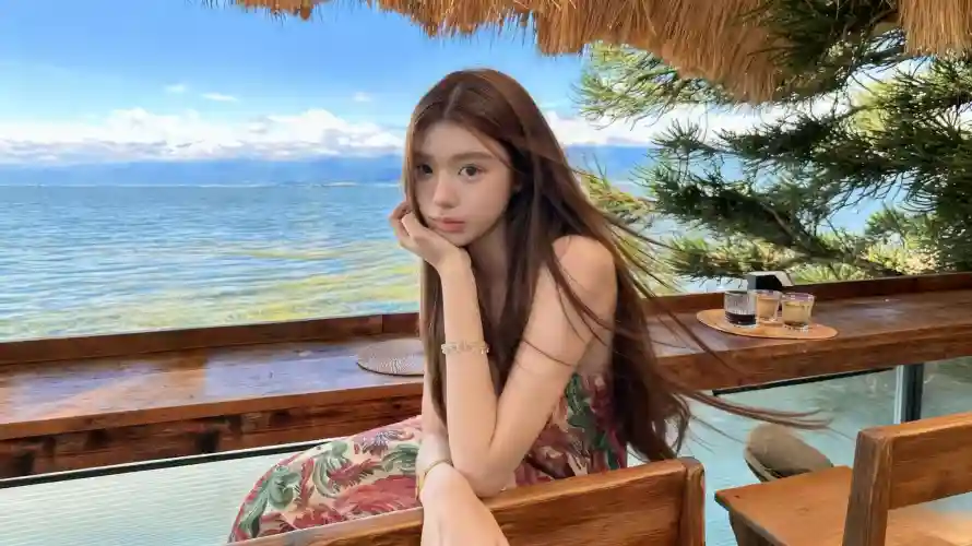 3k海景壁纸-海边 - 美女-花裙「哲风壁纸」