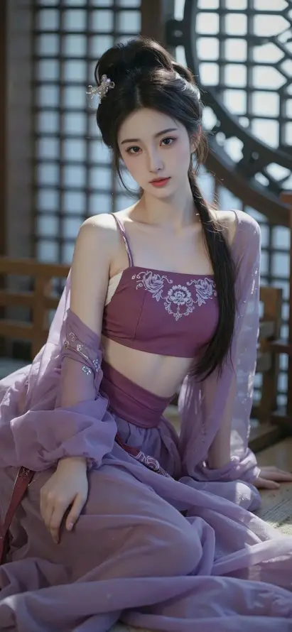 4k汉服壁纸 - 长发 - 中式背景 - 古典美人「哲风壁纸」