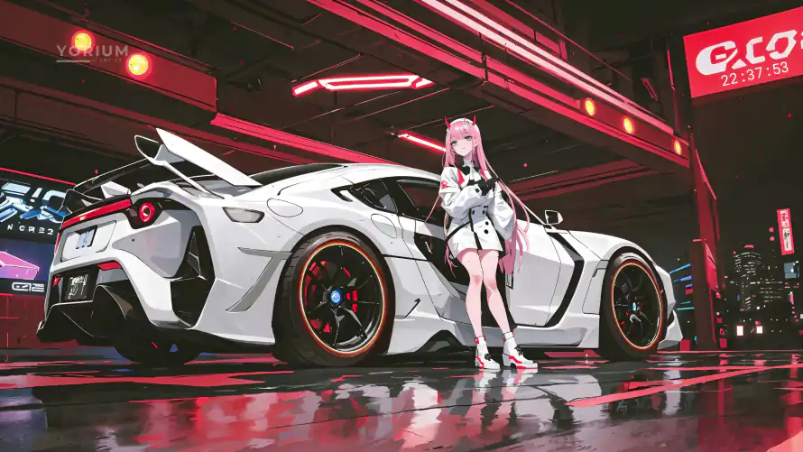 4k夜景壁纸-科技 - 美女-跑车「哲风壁纸」