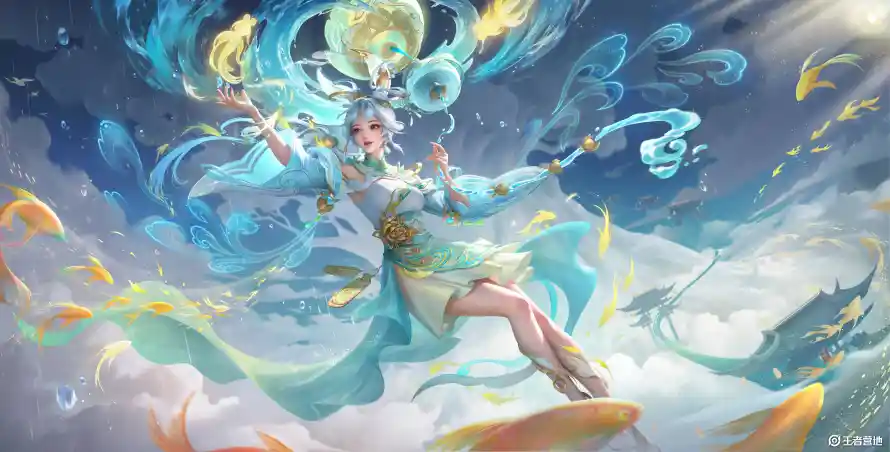 8k古风壁纸-鱼 - 蓝色-阿离「哲风壁纸」
