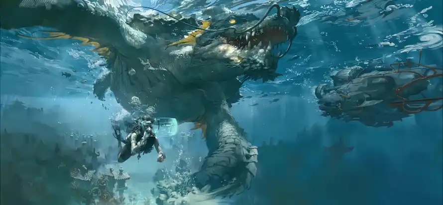 5k奇幻壁纸-巨兽 - 水下-海洋「哲风壁纸」