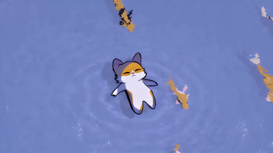 4k水面壁纸-猫 - 鱼-卡通猫「哲风壁纸」