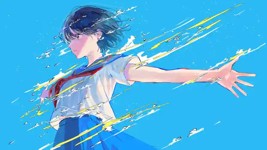 4k动漫壁纸-少女 - 短发-水手服「哲风壁纸」
