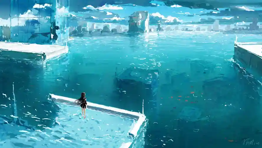 6k动漫壁纸-天空 - 孤独-少女「哲风壁纸」