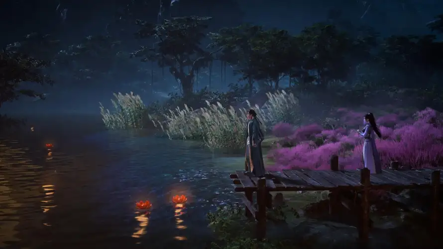 4k夜景壁纸-木桥 - 湖泊-紫灵「哲风壁纸」