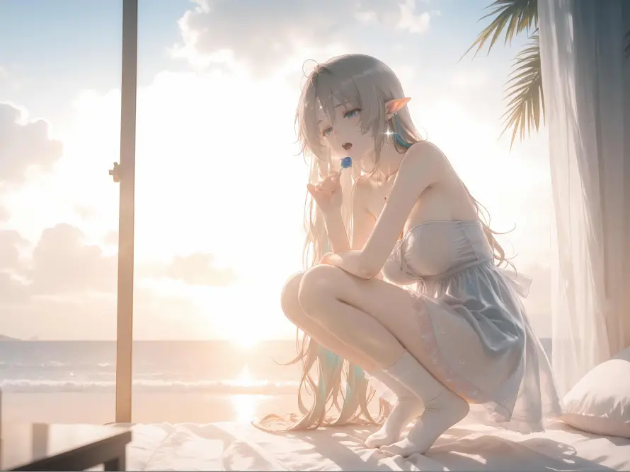 4k沙滩壁纸-海边 - 美女-长发「哲风壁纸」