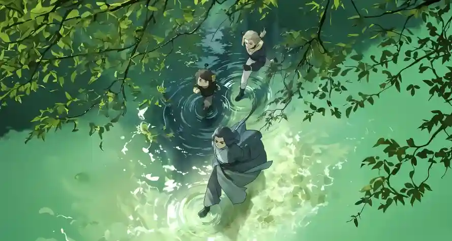 2k卡通壁纸-森林 - 河流-绿色「哲风壁纸」