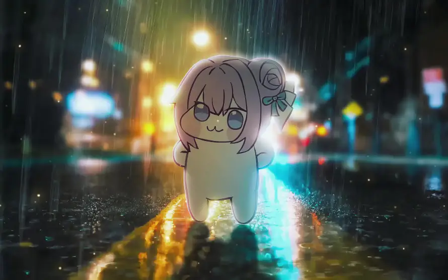 3k街拍壁纸-街景 - 雨夜-二次元「哲风壁纸」