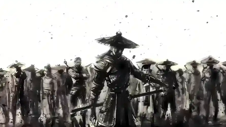 4k斗笠壁纸 - 武侠 - 群像 - 黑白「哲风壁纸」