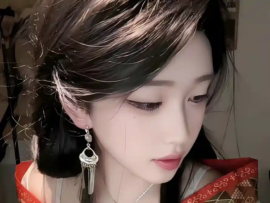 2k古风壁纸-红衣 - 网红-耳环「哲风壁纸」