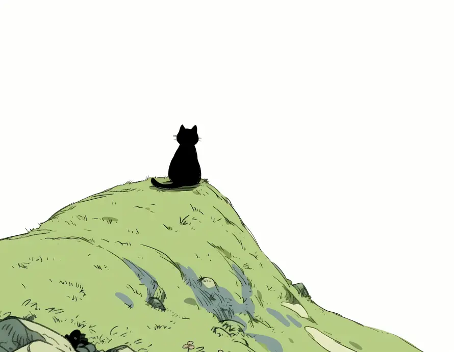2k卡通壁纸-猫 - 山丘-简约「哲风壁纸」