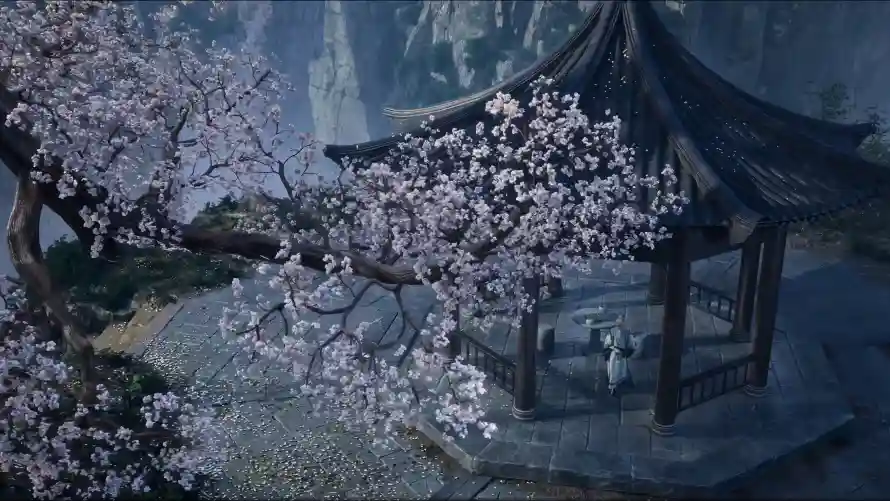 4k亭子壁纸-古风 - 山水-樱花「哲风壁纸」