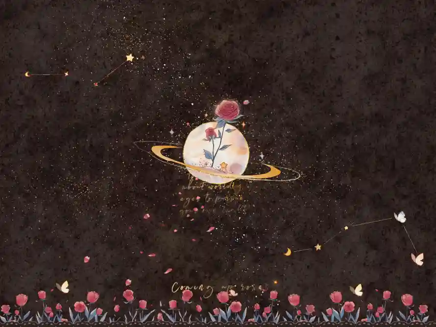 3k星球壁纸-星空 - 玫瑰-蝴蝶「哲风壁纸」