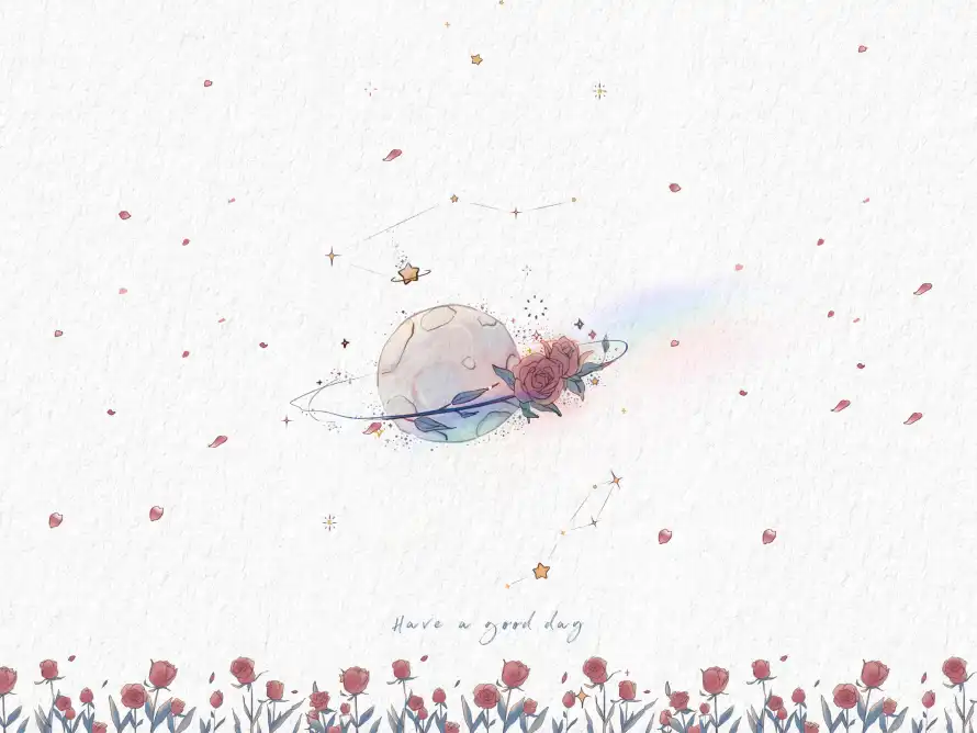 3k插画壁纸-玫瑰 - 花瓣-花田「哲风壁纸」