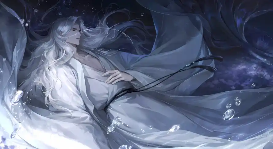 2k古风壁纸-插画 - 星空-水波「哲风壁纸」