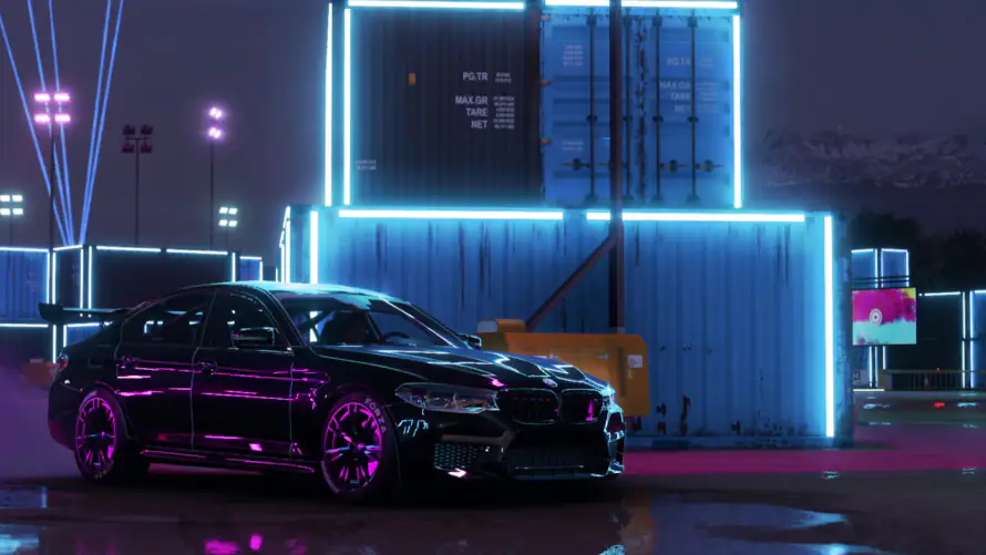4k反光壁纸-夜景 - 跑车-霓虹「哲风壁纸」