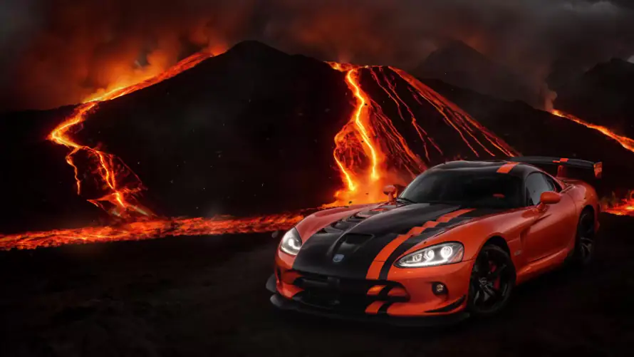 4k火山壁纸-火焰 - 熔岩-跑车「哲风壁纸」