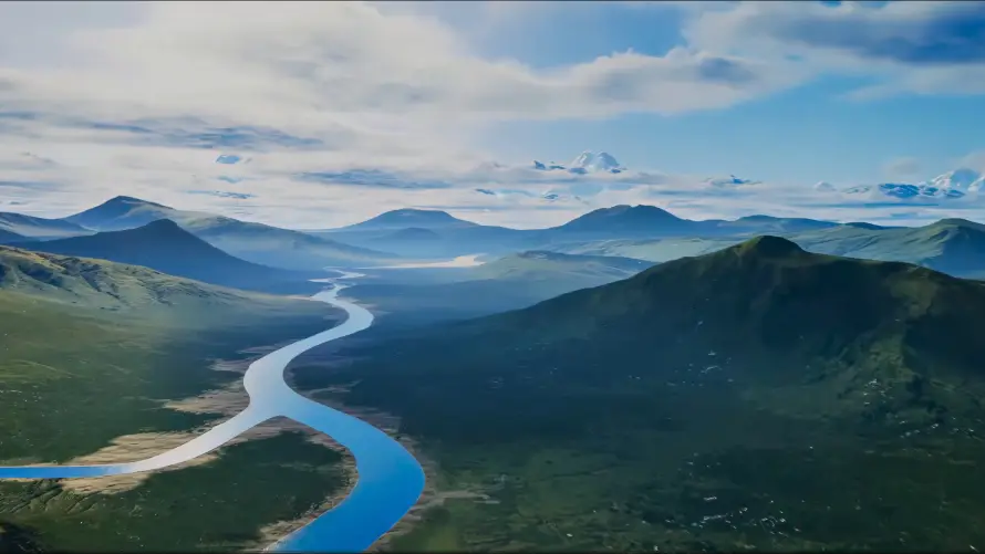 4k山脉壁纸-峡谷 - 森林-河流「哲风壁纸」