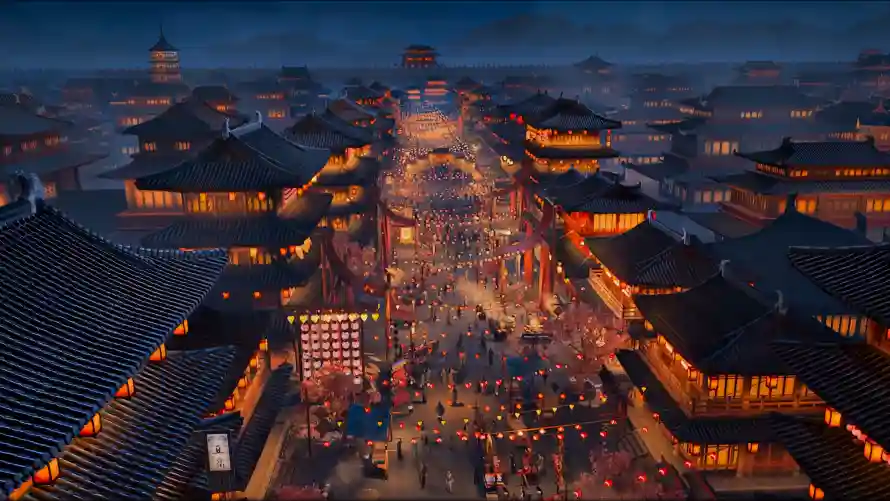 4k夜景壁纸-灯笼 - 风景-古风城镇「哲风壁纸」
