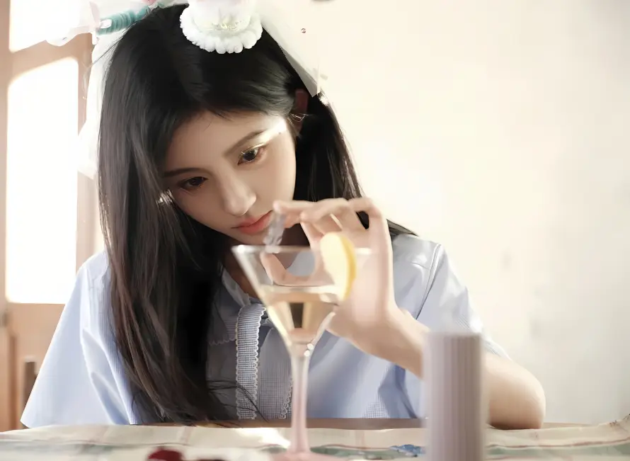 2k室内壁纸-明星 - 美女-酒杯「哲风壁纸」