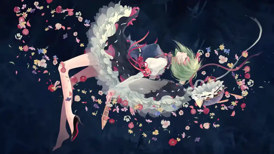 4k少女壁纸-花瓣 - 二次元-高跟鞋「哲风壁纸」