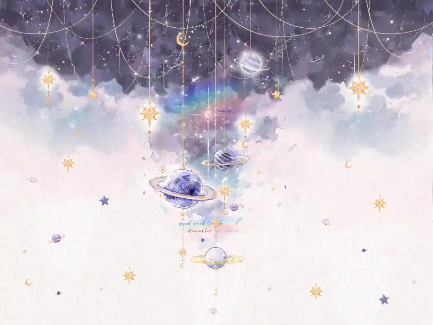 3k云朵壁纸-彩虹 - 星星-星空「哲风壁纸」