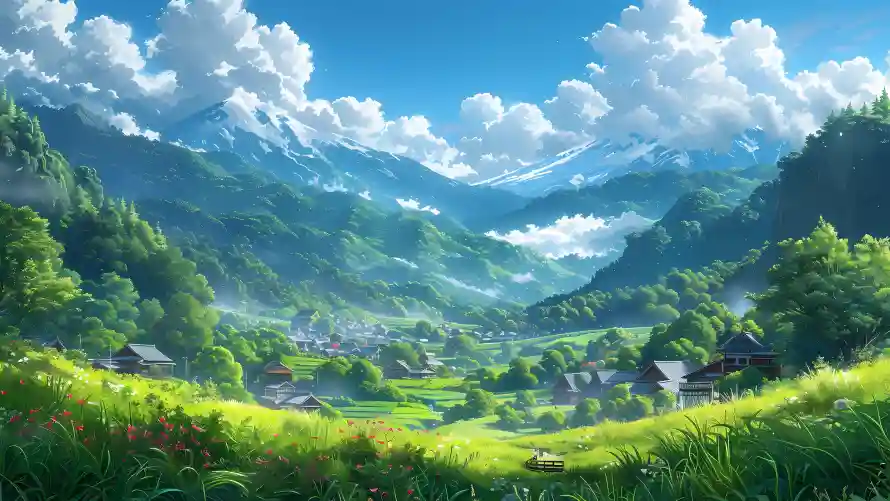 4k小镇壁纸-山脉 - 山谷-森林「哲风壁纸」