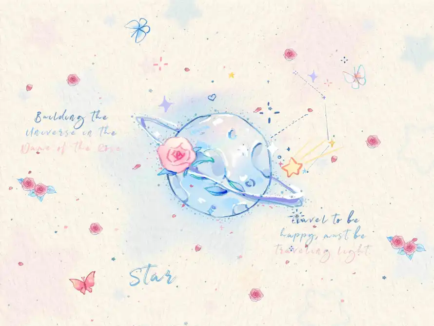 3k星星壁纸-蝴蝶 - 手绘风-卡通星球「哲风壁纸」