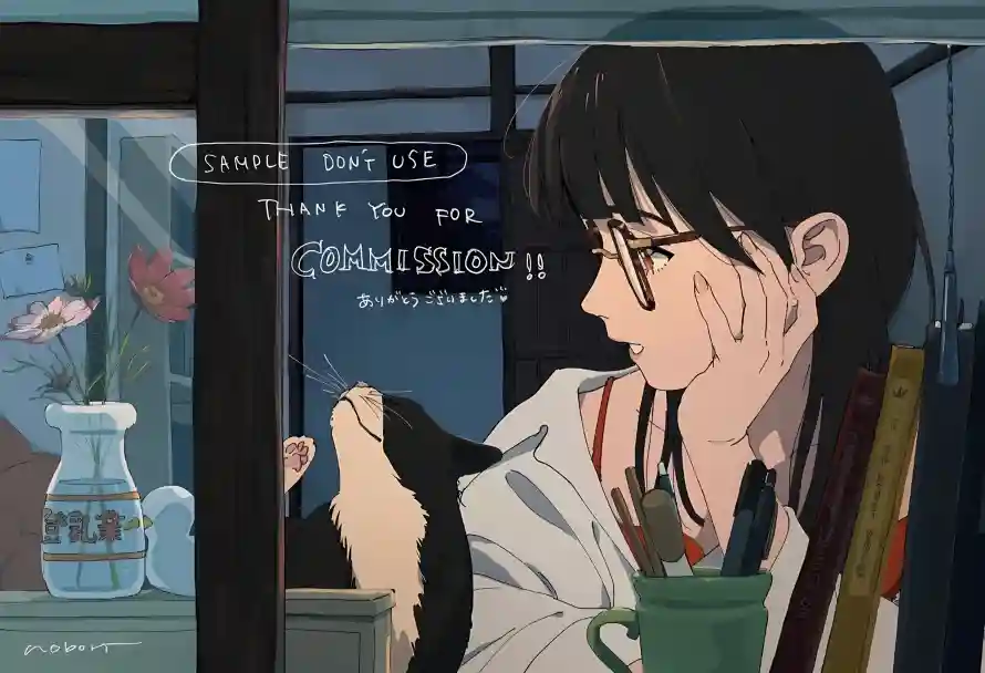 2k动漫壁纸-女孩 - 小猫-茶杯「哲风壁纸」