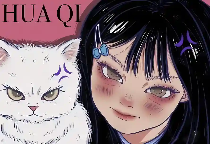 2k动漫壁纸-女孩 - 小猫-白色小猫「哲风壁纸」