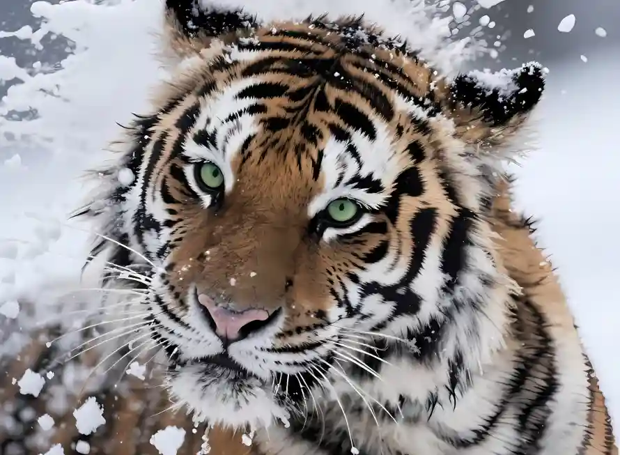 2k冬季壁纸-猛兽 - 老虎-雪地「哲风壁纸」