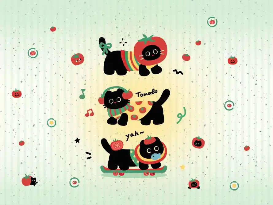 3k卡通壁纸-可爱 - 披萨-猫咪「哲风壁纸」
