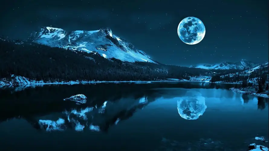 4k夜空壁纸 - 月光 - 月夜 - 湖水「哲风壁纸」