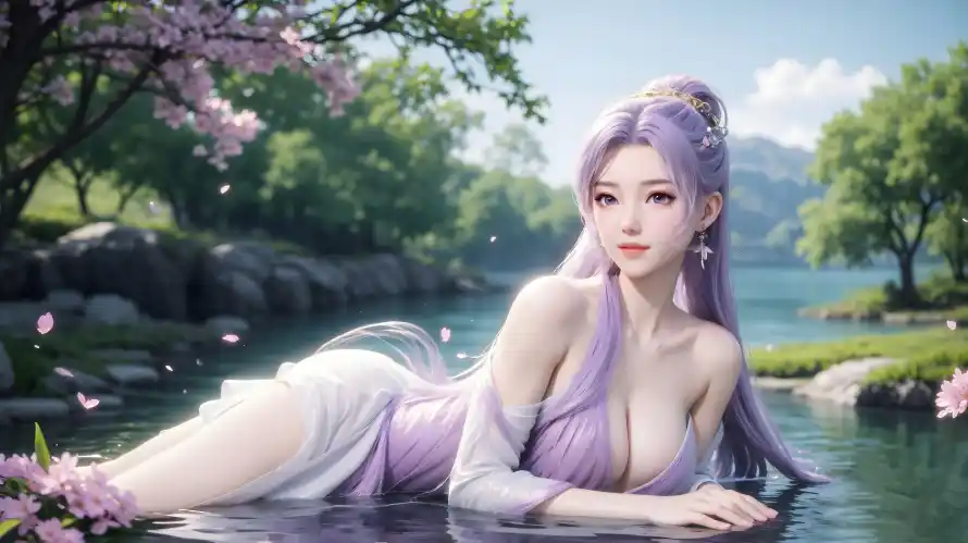 6k古装壁纸-古风 - 樱花-水边「哲风壁纸」