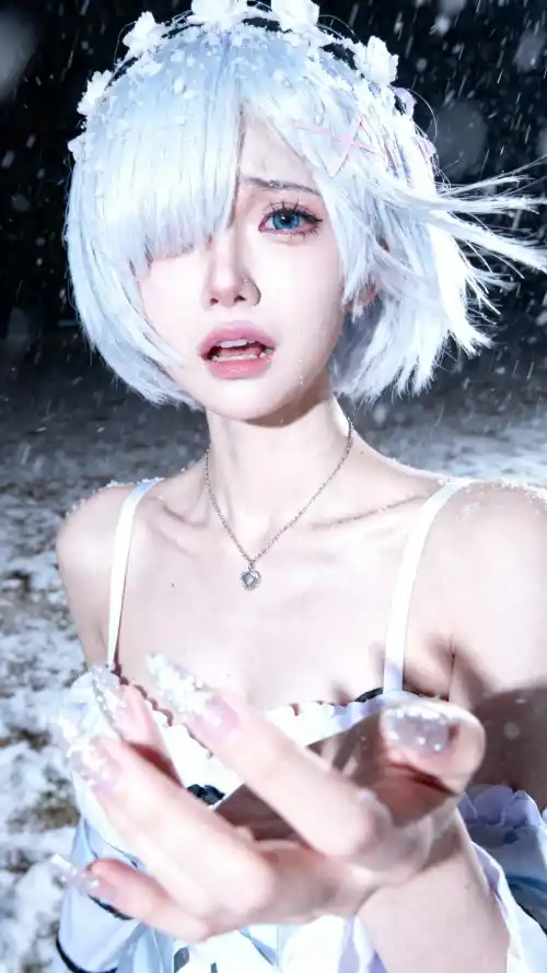 4k蕾姆壁纸 - 雪景 - 二次元 - 白色头发「哲风壁纸」