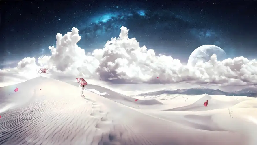 5k云朵壁纸-夜晚 - 星空-月亮「哲风壁纸」