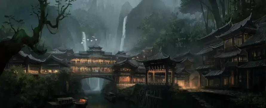 3k古宅壁纸-青 - 古风-夜景「哲风壁纸」