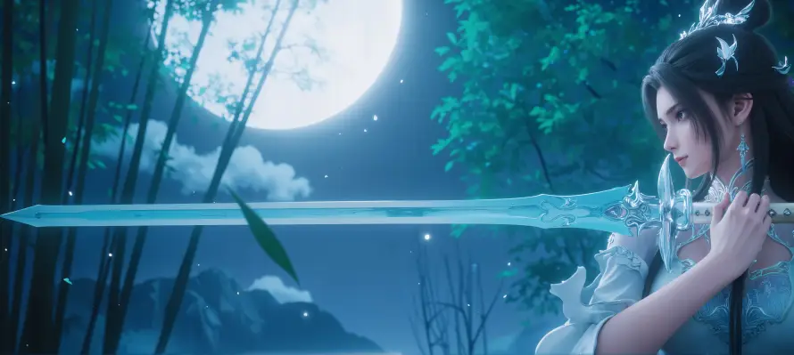 6k仙侠壁纸-剑 - 古风-月夜「哲风壁纸」