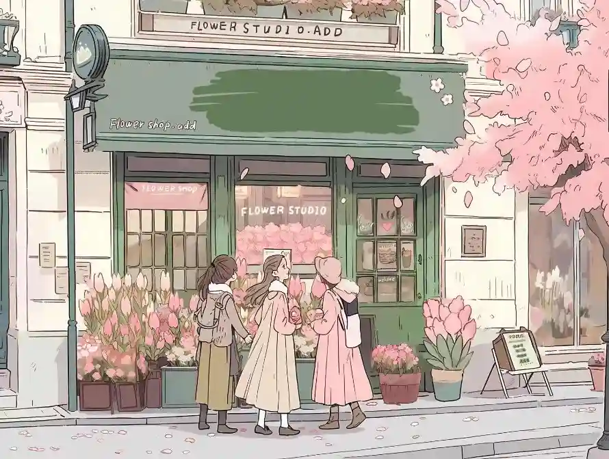 2k女孩壁纸-插画 - 樱花-粉色「哲风壁纸」