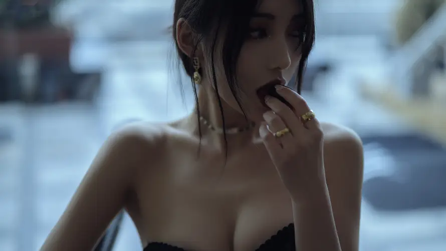 8k性感壁纸-抹胸 - 红唇-美女「哲风壁纸」
